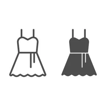 Party dress line and solid icon. Female evening classic fashion cloth Stock Illustration