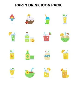 Party Drink Flat Graphics Icons Pack Illustrazione stock