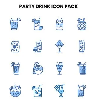 Party Drink Two Colour Graphics Icons Pack Illustrazione stock