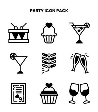 Party DuoTone Bundle Icons Pack Stock Illustration