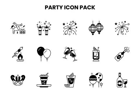Party DuoTone Vector Icons Pack Stock Illustration