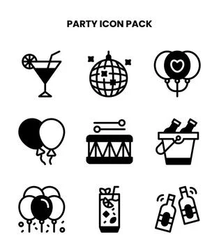 Party DuoTone Vector Icons Pack Stock Illustration