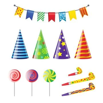 Party Elements - realistic vector set of holiday objects Stock Illustration