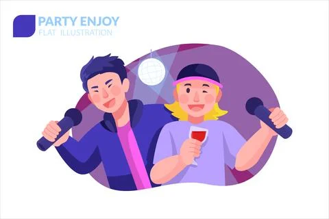 Party Enjoy flat vector illustration Stock Illustration
