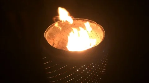 Party Fire Pit Raging Fire Stock Footage 97968231
