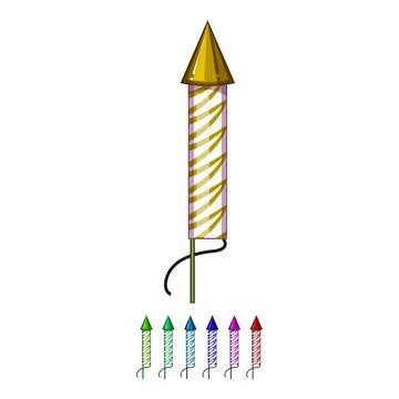 Party firework rocket cartoon vector graphic Stock Illustration