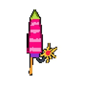 Party firework rocket pixel art vector illustration Illustrazione stock