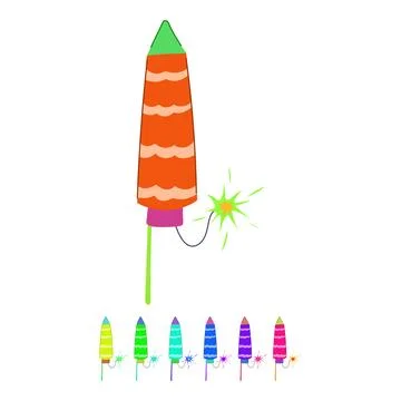 Party firework rocket vector cartoon graphic Stock Illustration