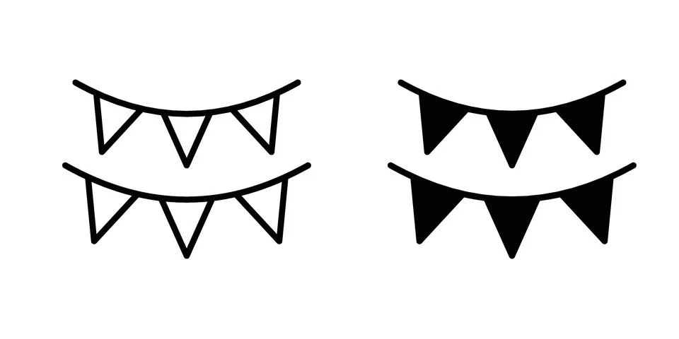 Party flag icon vector concepts, line and silhouette style Stockillustratie