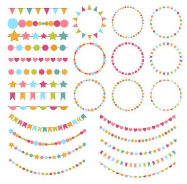 Party Flags, Buntings,  Brushes for Creating a Party Invitation Stock Illustration