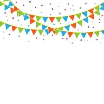 Party flags with confetti. Stock Illustration