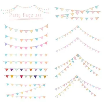 Party flags set isolated on white background. Vector illustration. Stock Illustration