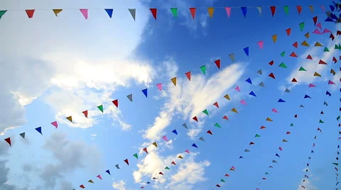 Party flags in wind Stock Footage 43418256