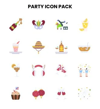 Party Flat Design Icons Pack Stock Illustration