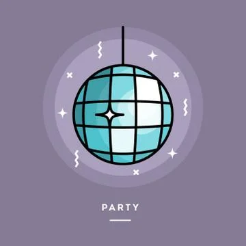 Party, flat design thin line banner Stock Illustration