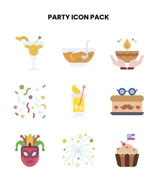 Party Flat Graphics Icons Pack Stock Illustration