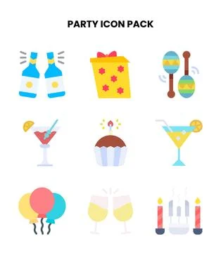 Party Flat Graphics Icons Pack Stock Illustration