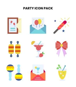 Party Flat Icons Pack Stock Illustration