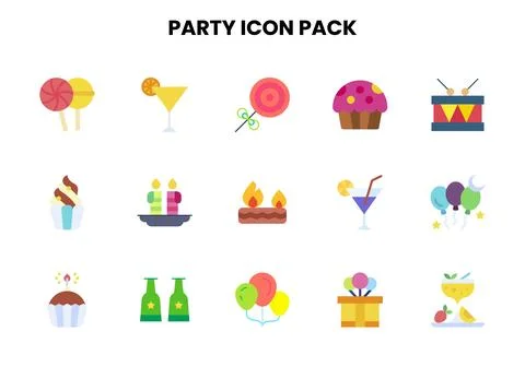 Party Flat Set Icons Pack Stock Illustration