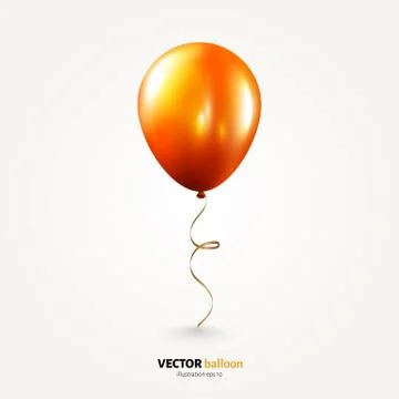 Party flying balloon with streamer isolated on white background. Stock Illustration
