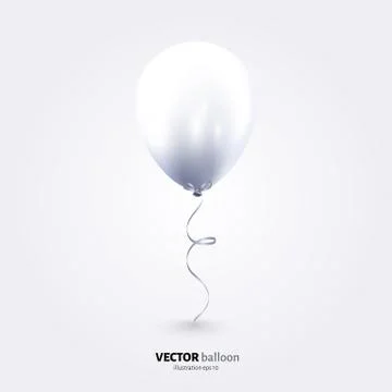 Party flying balloon with streamer isolated on white background. Stock Illustration