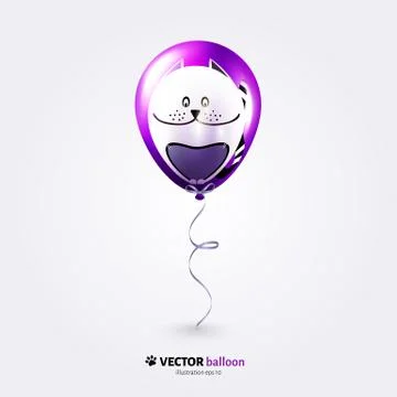 Party flying balloon with streamer isolated on white background. Stock Illustration