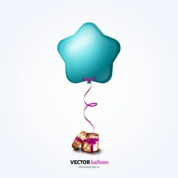 Party flying balloon with streamer isolated on white background. Stock Illustration
