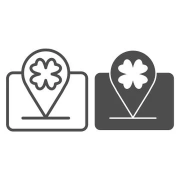 Party four leaf location line and solid icon. Map pin clover of the holiday Stock Illustration