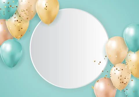 Party Glossy Holiday Background with Balloons and confetti. Illustration Stock Illustration