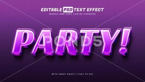 Party glow neon purple text effect Modello PSD