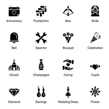 Party Glyph Icons Stock Illustration