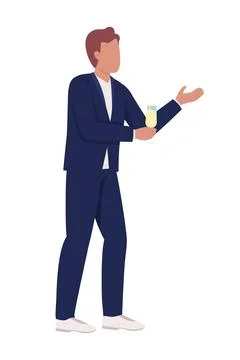 Party guest in dinner jacket semi flat color vector character Illustrazione stock