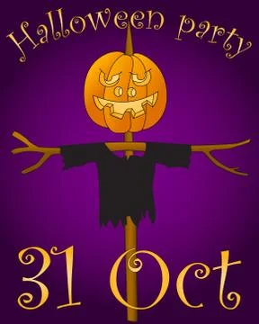 Party Halloween. Pumpkin on a pole. Vector Image. Stock Illustration