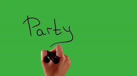 Party - Hand writing on green screen Stock Footage 33783870