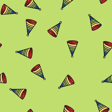Party hat cap vector seamless pattern Stock Illustration