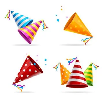 Party Hat Color Set. Vector Stock Illustration