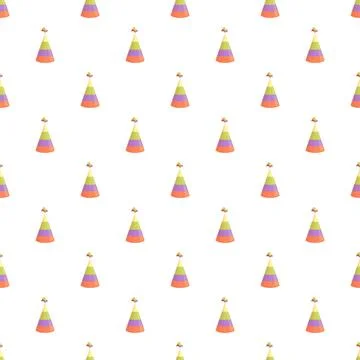Party hat colorful seamless pattern celebrating birthday Stock Illustration