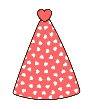 Party hat with hearts pattern hand drawn illustration Stock Illustration