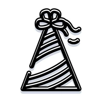 Party hat icon with stripes and bow Stock Illustration
