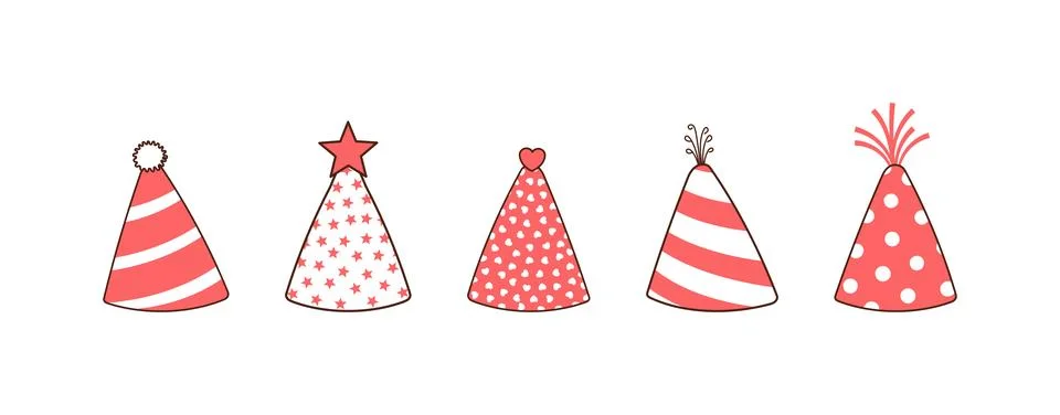 Party hat illustrations set, isolated Stock Illustration