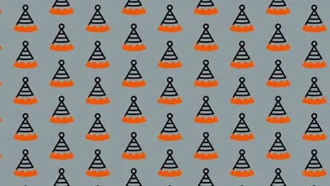 Party Hat Pattern on Grey Background. Stock Footage 325389244