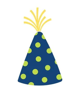 Party hat with polka dots pattern hand drawn illustration Stock Illustration