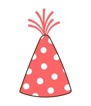 Party hat with polka dots pattern hand drawn illustration Stock Illustration