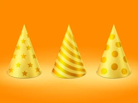 Party hat set isolated on a light background. Birthday hat set. Vector fun de Illustrazione stock