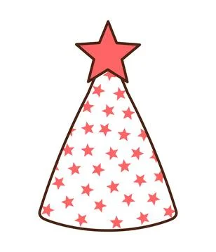 Party hat with stars pattern hand drawn illustration Stock Illustration