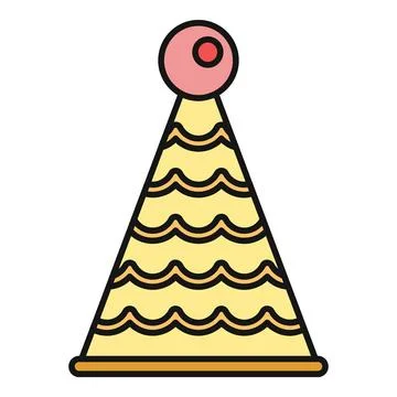 Party hat with wavy lines and pompom in a flat design Stock Illustration