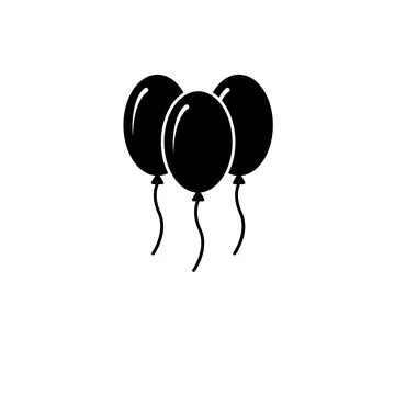 Party Helium Balloons Solid Flat Vector Icon Isolated on White Background Stockillustratie