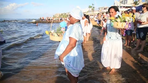 Party in honor of yemanja Stock Footage 159661437
