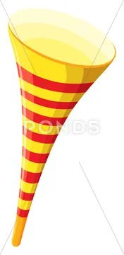 Party horn in yellow color Stock Illustration