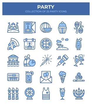 Party Icon Collection. 25 Fun Celebration Icons イラスト素材